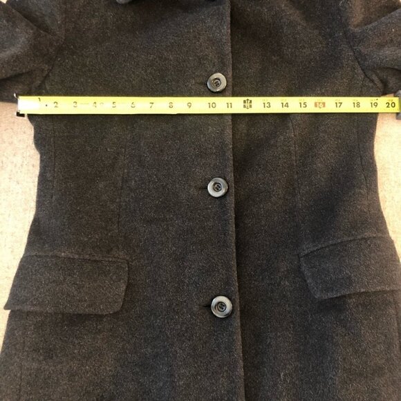 Donna Vittoria Italian Virgin Wool and Mohair Black/Charcoal Trench Coat Size 8 - Picture 9 of 16